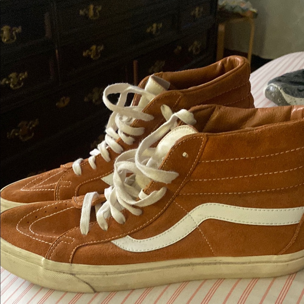Vans High-Top Sneakers in Rust and White